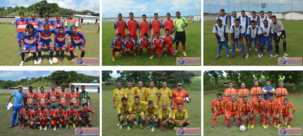 No sentido horário temos as equipes do Caípe, Nova Geração, Brothers, América, Cajueirão Master e Quarentões.